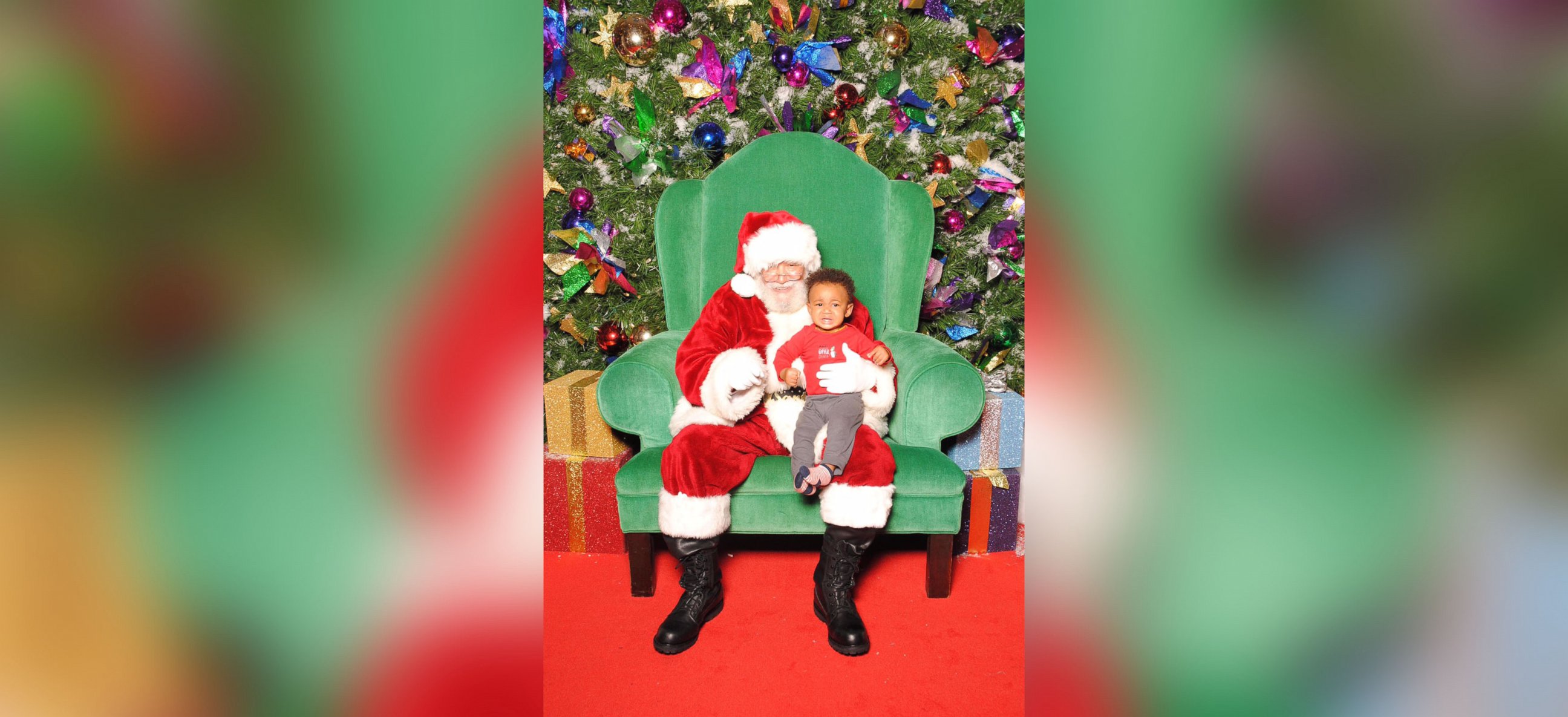 PHOTO: One-year-old Ryder Hill, from Washington, D.C., meets Santa Claus.
