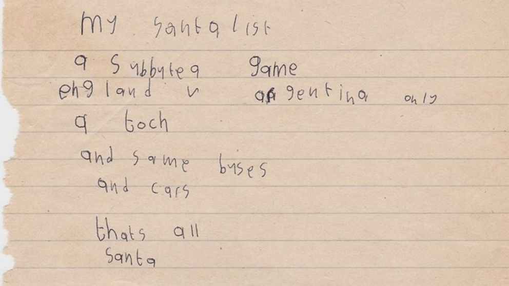 The letter to Santa, written by Paul Trench 50 years ago, reflects a simpler time. 