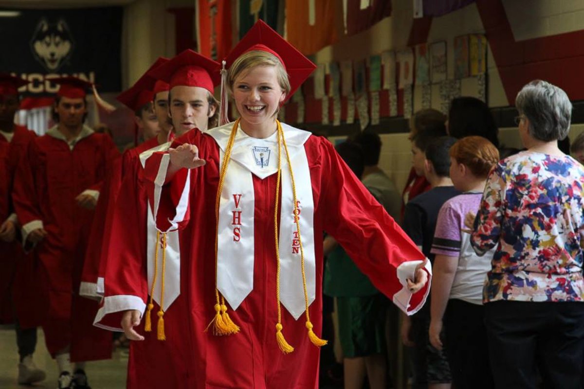 PHOTO: Christina Bowman, 18, a senior at Van High School in Texas is all smiles during the 'Senior Walk'