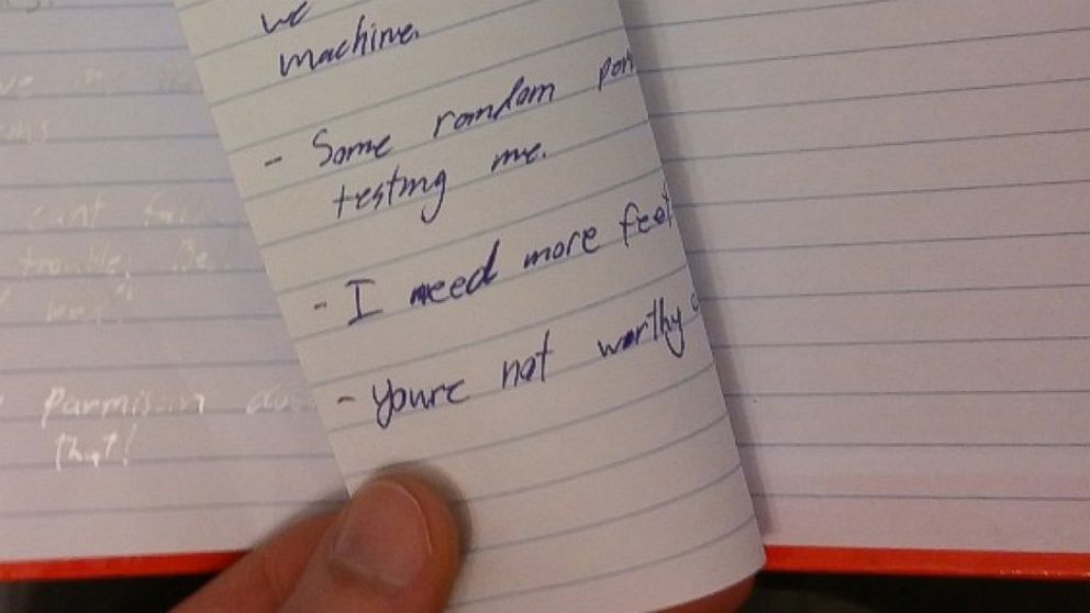 One man waits until his girlfriend is asleep, and writes down what she says. 
