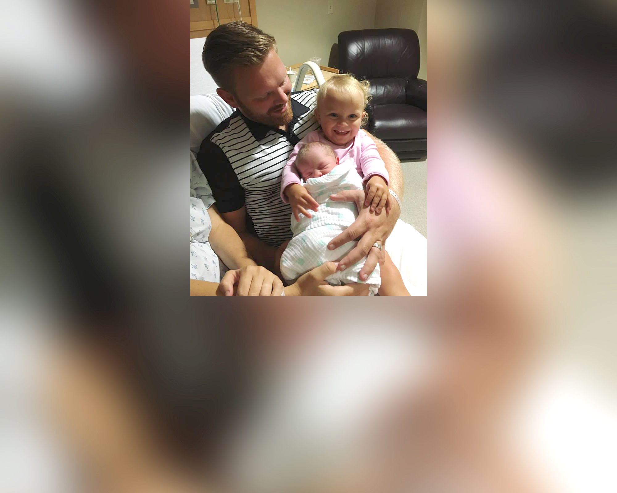 PHOTO: David Vinje photographed with his daughters, Freya, 1 and Elowen, 2 months, in an undated picture. 