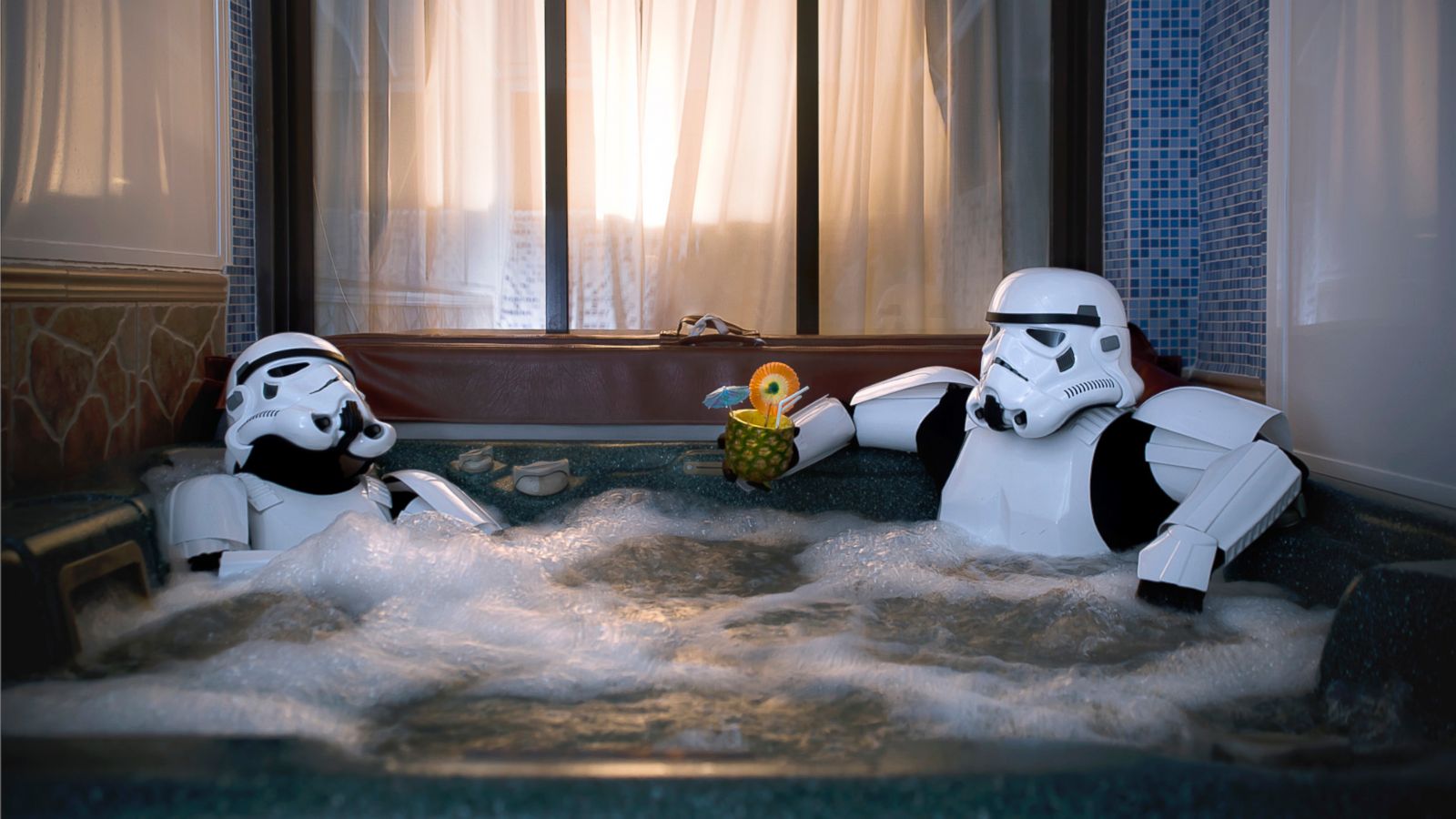 View Stormtroopers relax in a hot tub. pictures and other A Day in the Life...