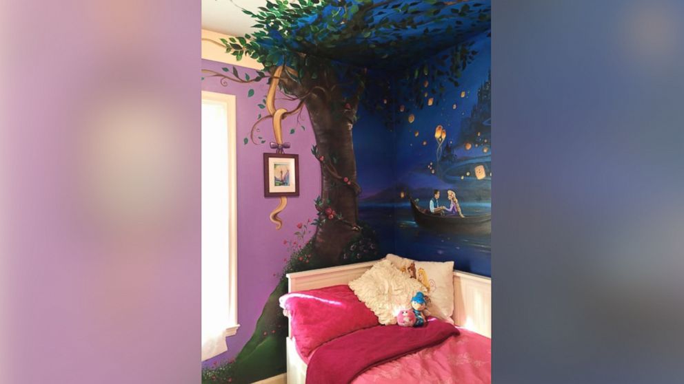 Jennifer Treece, of Michigan, painted a mural inspired by the Disney film "Tangled" on her 8-year-old daughter's wall. 