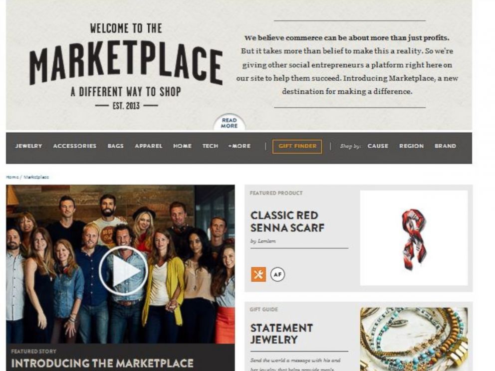 PHOTO: The TOMS Marketplace spans a wide array of causes and geographic areas impacted.