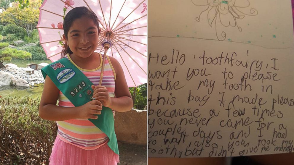 Sevia Falcon, 11, of Fresno, California wrote a note of frustration, Feb. 28, 2016, after the tooth fairy didn't show up.