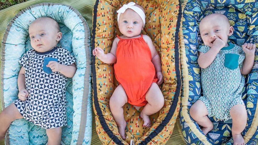PHOTO: Triplets Jack, Stella and Luke Tipton were born in Knoxville, Tennessee in March 2016, weighing a combined 19.6 pounds. The siblings missed the world record mark for heaviest triplets by 2.4 pounds.