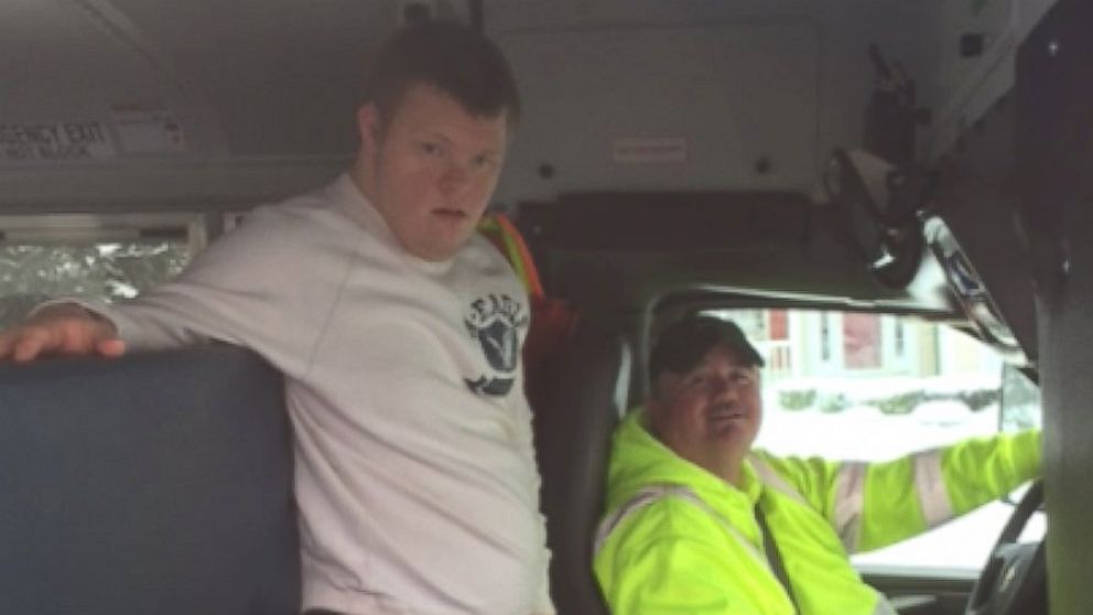PHOTO: Ty Coppola, 19, photographed with his school bus driver Scott Reynolds in Fairport, New York.