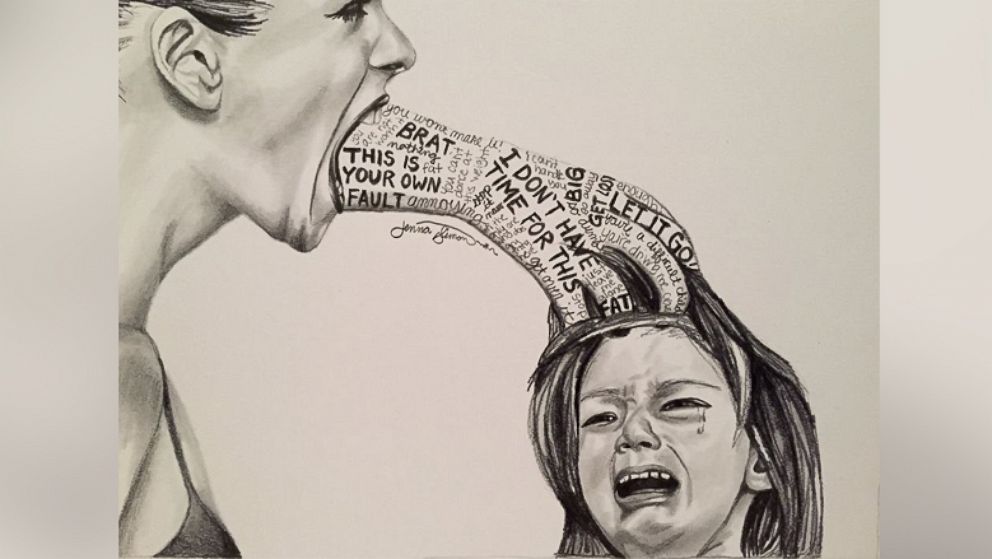 Jenna Simon, 28, of Princeton, N.J., created a powerful sketch depicting verbal abuse.