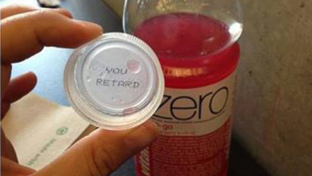 A woman in Canada found a nasty message written inside the cap on her Vitamin Water bottle.