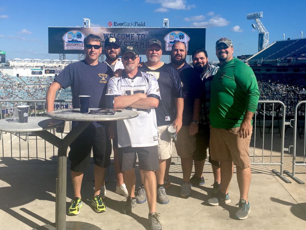 PHOTO: After his fiancee canceled their wedding, Sean Bradshaw's family and friends took him to the Notre Dame versus Navy game on Saturday, his would-be wedding day.