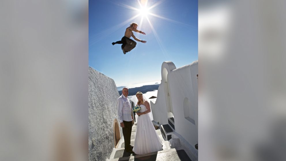 This isn't your typical wedding "jumping photo."