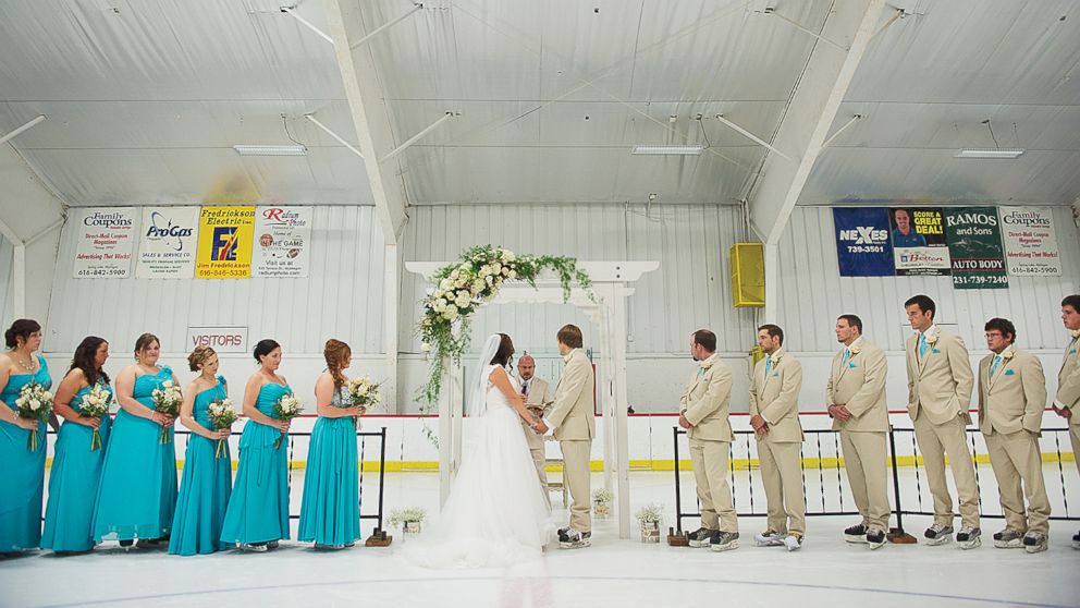 Ben and Courtney Sikkenga wed in front of friends and family at the Lakeshore Sports Center in Muskegon, Mich. this weekend. 