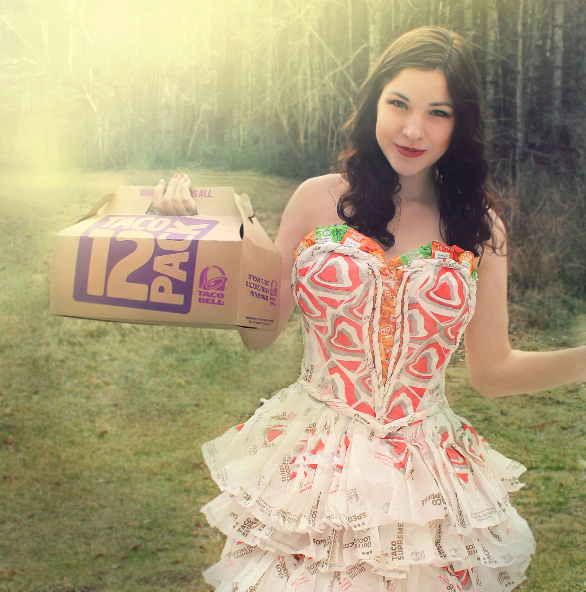 PHOTO: It took Olivia Mears nearly 300 wrappers and 10 hours to design the dress.