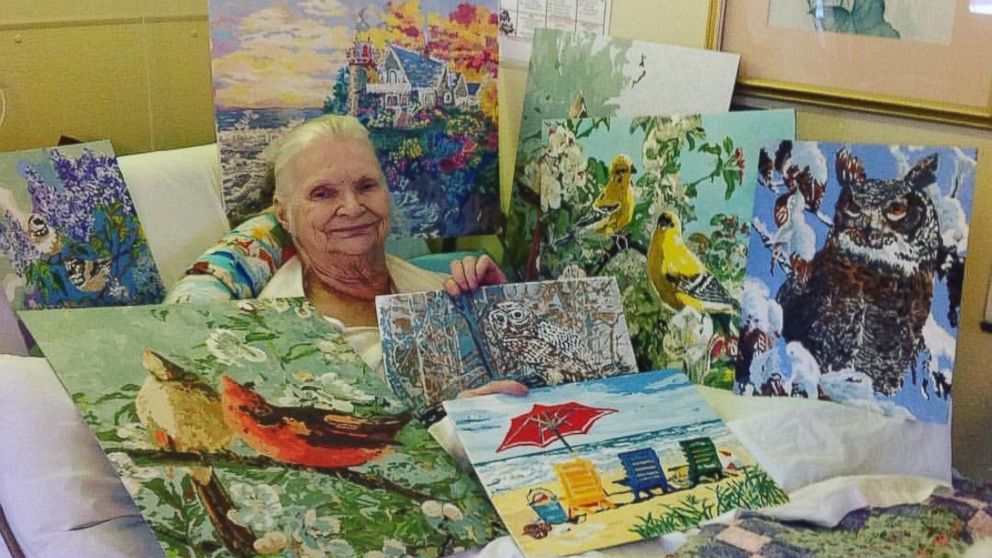 Joan Holland, 83, paints beautiful paintings to pass the time in assisted living.