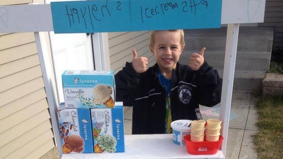 Haylen Astalos built an ice cream shop to raise money for families with sick children.