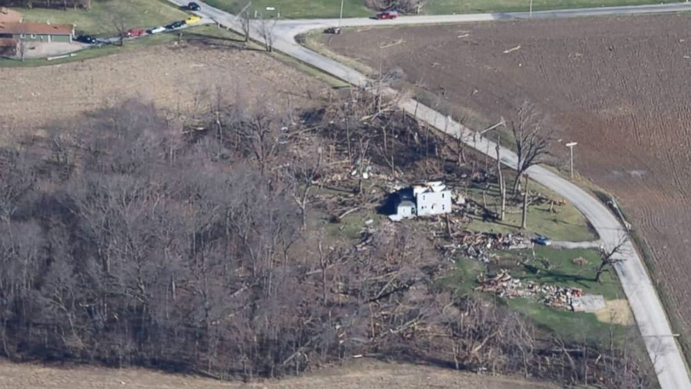 PHOTO: Jill Stawcki, 55, says a series of tornadoes ripped off the entire roof of her mother's home in East Moline, Illinois, on March 15, 2016. 
