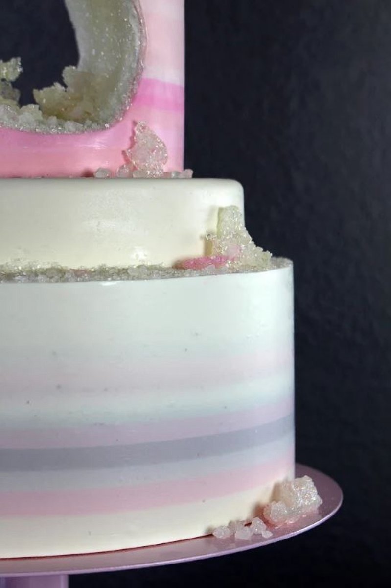PHOTO: Intricate sugar designs resemble open geodes by Rachael Teufel in her pink geode cake.