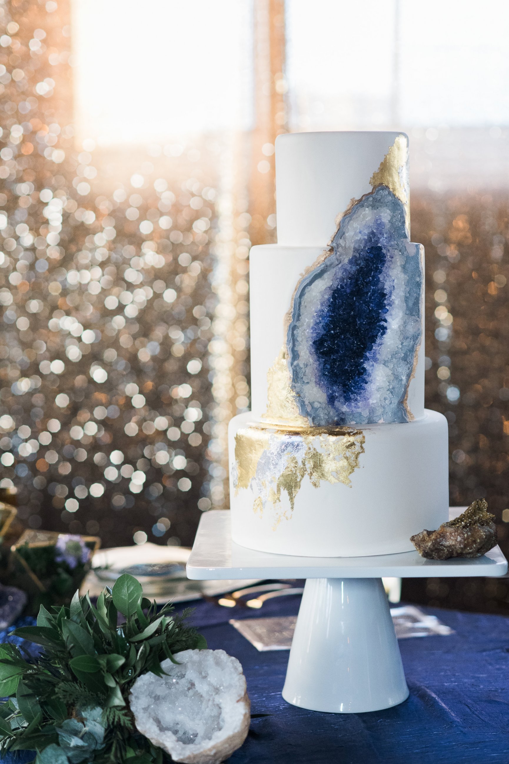 Geode Cake - Blue and Silver - Da Cakes Houston