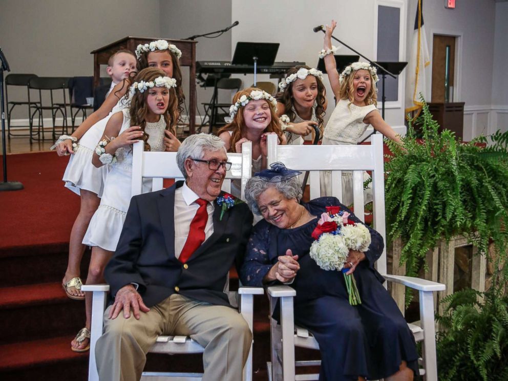 PHOTO: Teenage sweethearts Ed Sellers, 88, and Katie Smith, 89, tied the knot on July 16 in Stanley, N.C.