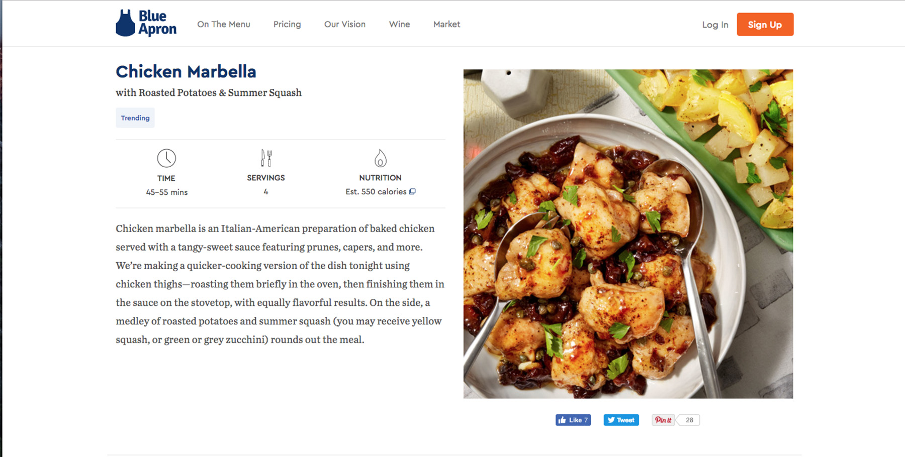 PHOTO: "GMA" ordered the Chicken Marbella meal from Blue Apron.   