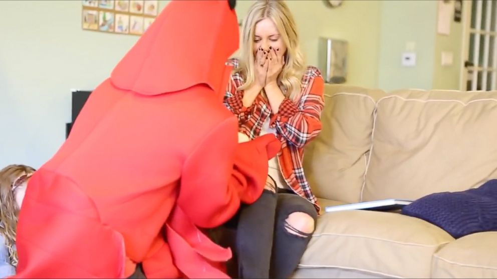 Joe Graceffa dressed as a lobster and proposed to his girlfriend Elsa Cremer after she read a "fake" children's book to her pre-school class that Graceffa had written.