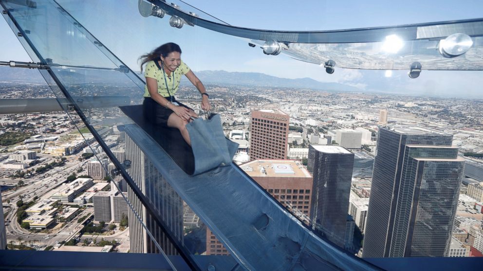 Glass Slide Offers Thrilling View Of Los Angeles