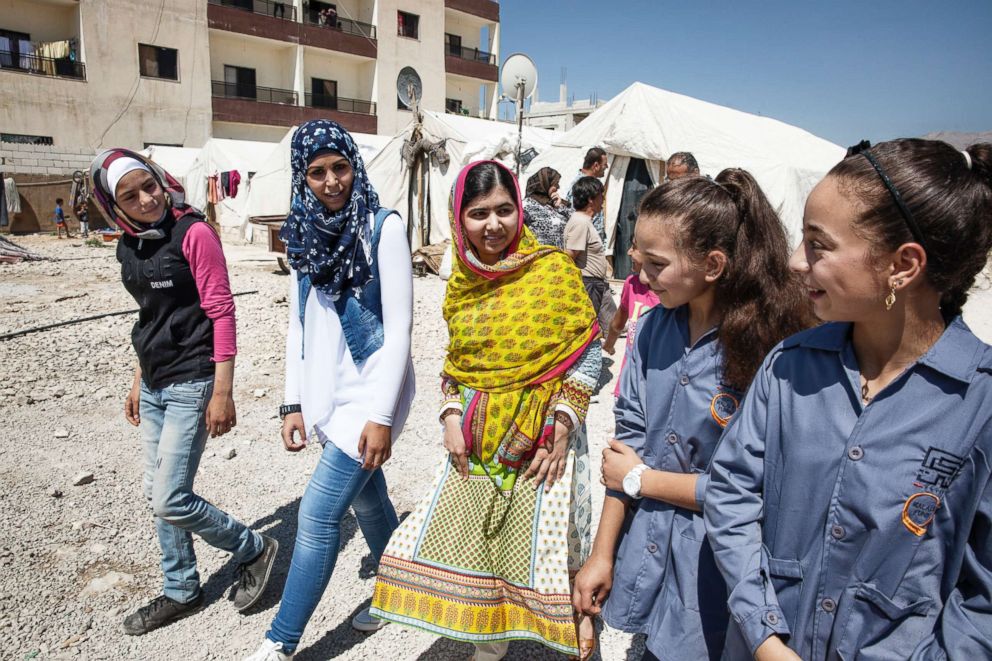 PHOTO:On her 18th birthday in July 2015, Malala Yousafzai opened a school for Syrian refugee girls living in an informal camp in Bekaa Valley, Lebanon. 