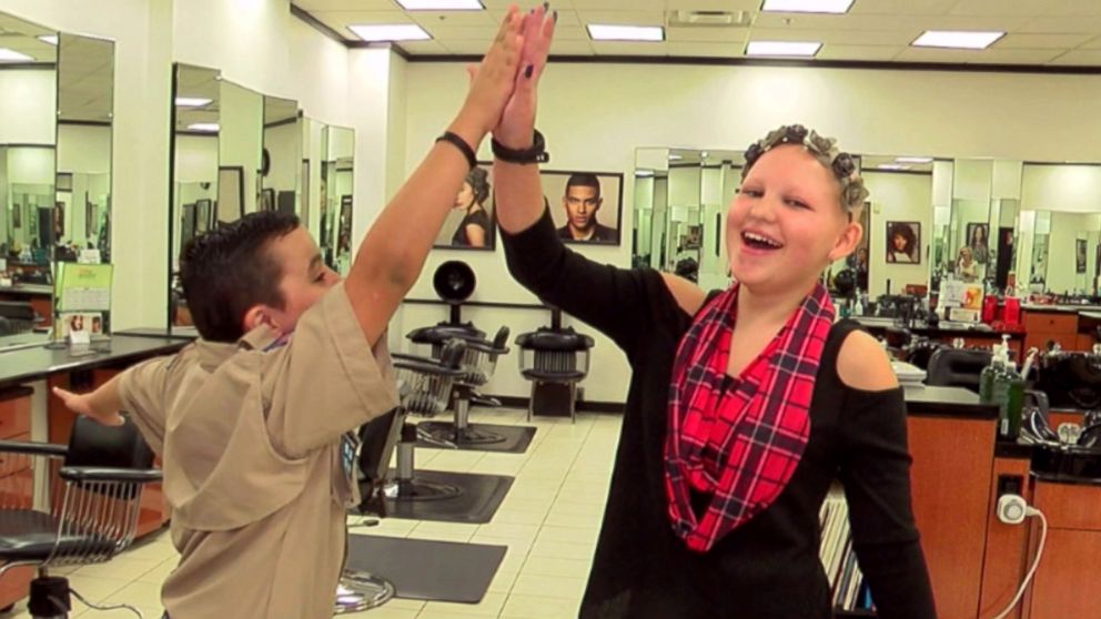 PHOTO: Tyler Boone, 10, of Atlanta, Georgia, grew his hair out for friend Gabby Ruiz of Riverview, Florida, who was diagnosed with Alopecia areata at the age of 4.