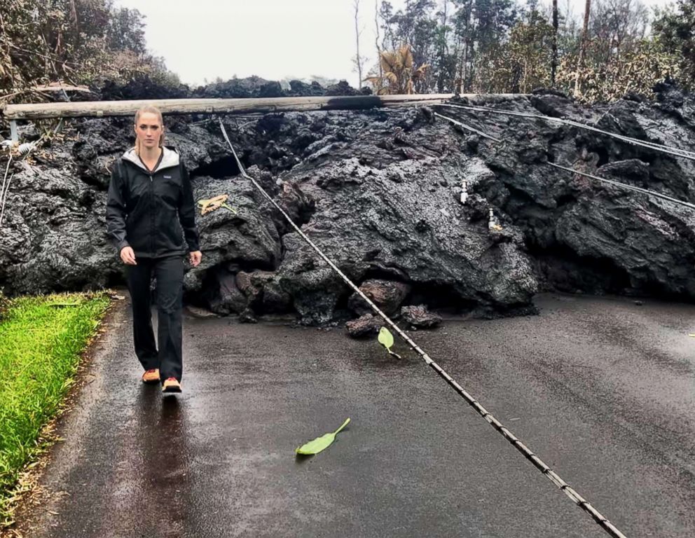 PHOTO: ABC's Kayna Whitworth reports from Hawaii during the eruption of Mt. Kilauea.