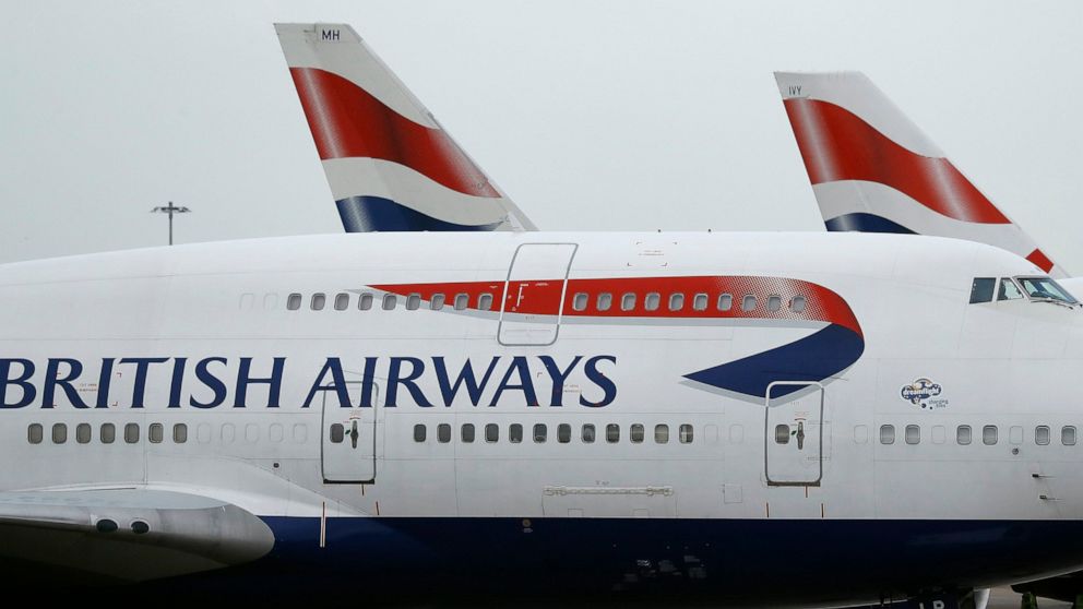 FILe - In this file photo dated Tuesday, Jan. 10, 2017, British Airways planes are parked at Heathrow Airport in London. ﻿﻿﻿﻿﻿﻿﻿﻿ The U.K. data regulator, the Information Commissioner's Office said Monday July 8, 2019, it is fining British Airways 18