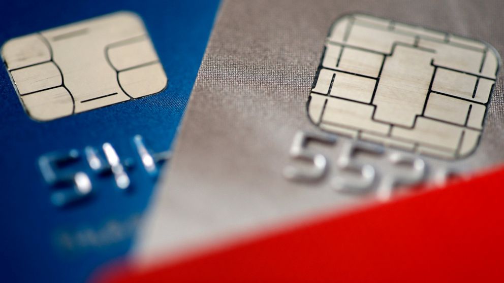 FILE - This June 10, 2015, file photo shows chip credit cards in Philadelphia. Consumers’ grasp of credit is the lowest it’s been in eight years, according to an annual survey by credit scoring company VantageScore and the Consumer Federation of Amer