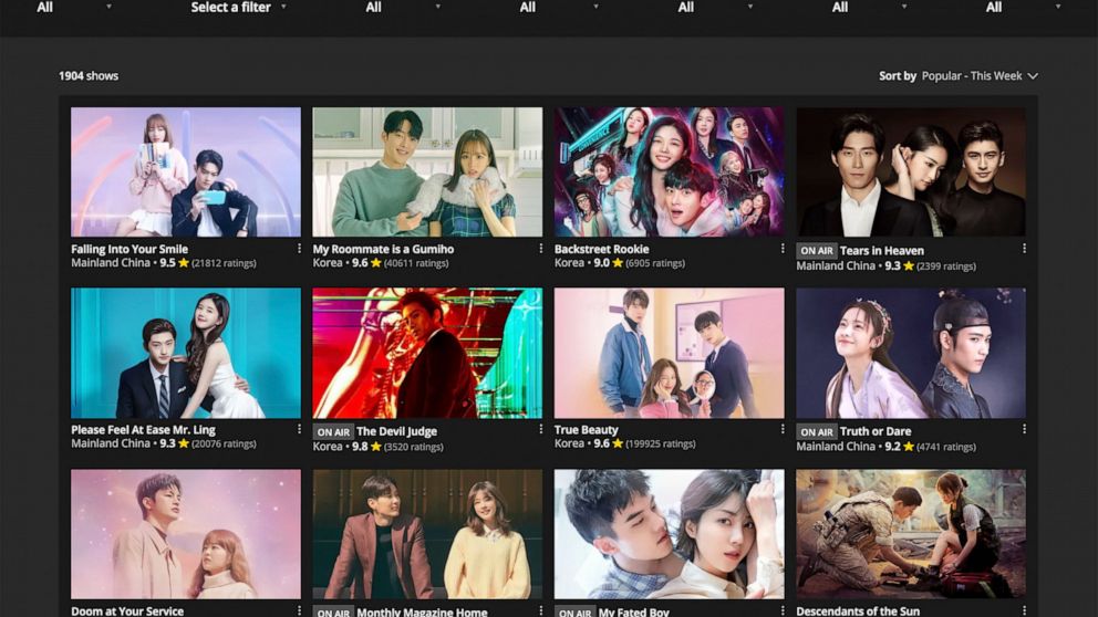 This image released by Ratuken Viki shows the homepage for their video streaming service. South Korean TV shows, often referred to as K-Dramas, are growing in popularity. Some fans are so dedicated they volunteer to translate the shows' subtitles to 