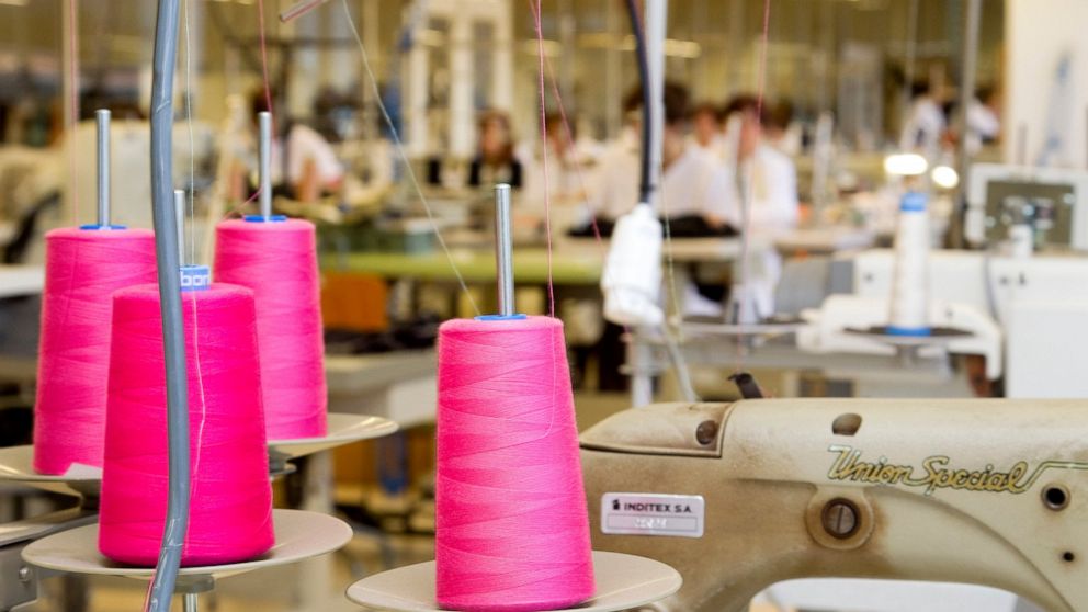 FILE - This April 10, 2012 file photo shows the production department at fashion giant Inditex's headquarters where Zara fashion garments are designed in La Coruna, Spain. Inditex, the retail giant that owns Zara, H&M and many other brands, announced