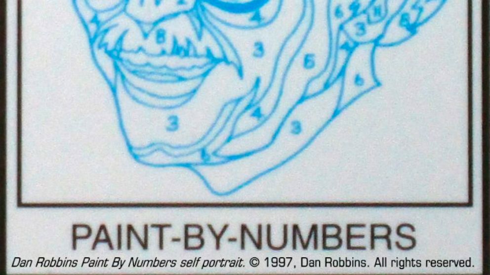 This image provided by Larry Robbins shows a numbered outline of a self portrait of Dan Robbins. Family members say Robbins, an artist who created the first paint-by-numbers pictures and helped turn the kits into an American sensation during the 1950