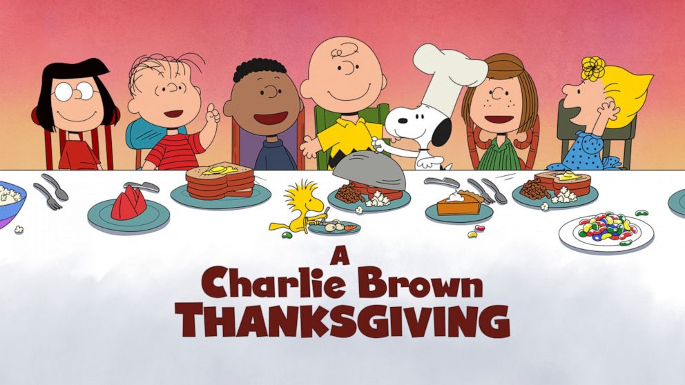 This image released by Apple shows key art for the animated classic "A Charlie Brown Thanksgiving" holiday special. Apple and PBS have teamed up for ad free broadcasts of the special and “A Charlie Brown Christmas.” (Apple via AP)