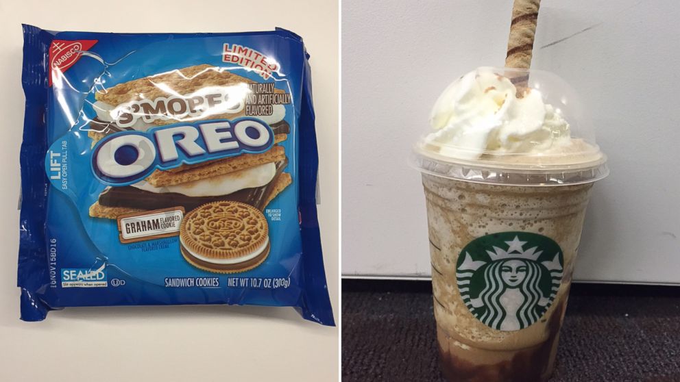 Do S'mores Oreos, left and Starbucks' S'mores Frappucino, right, actually taste like s'mores?