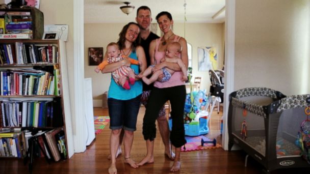 608px x 342px - Two Moms, One Dad, Two Babies Make One Big Happy Polyamorous Family - ABC  News
