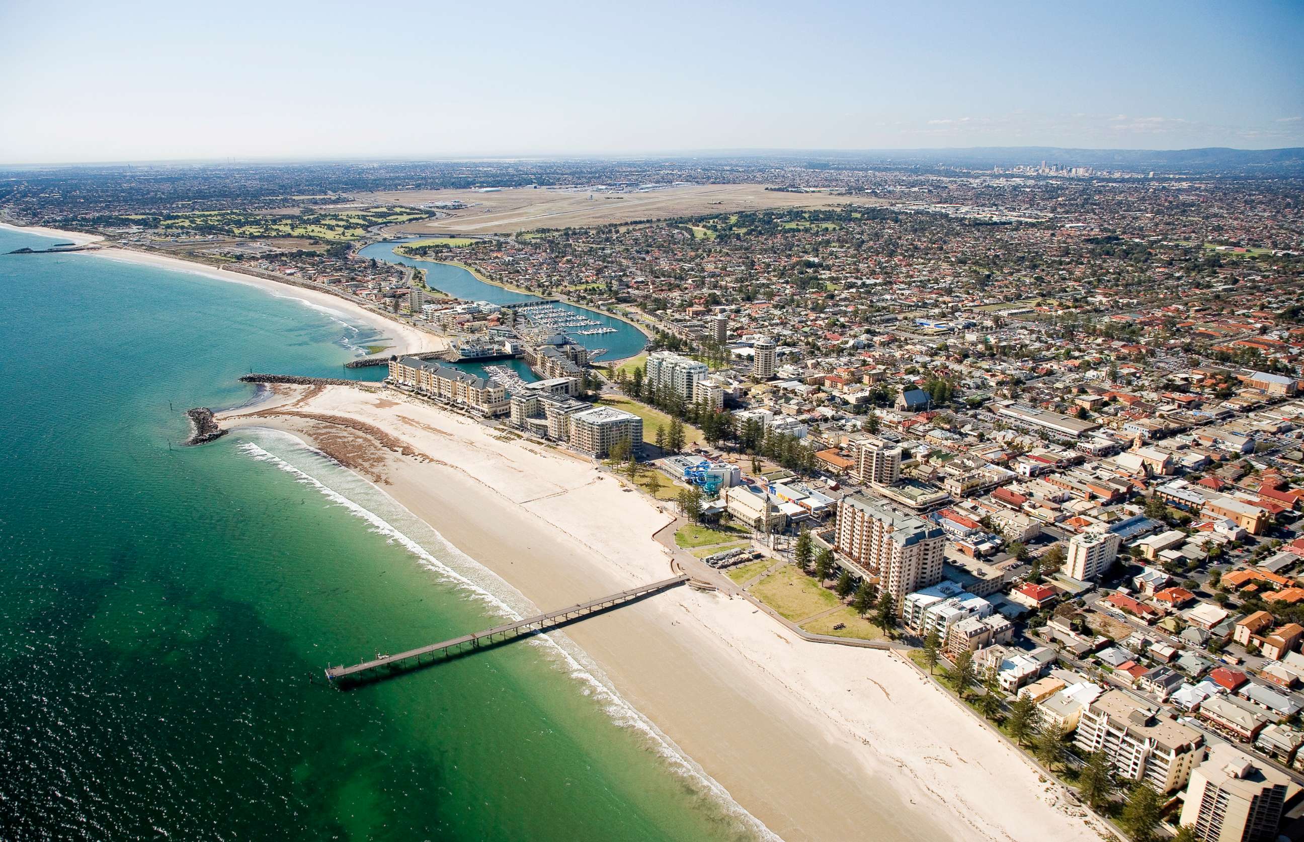 PHOTO: This aerial photo captures a scenic view of Adelaide, South Australia.