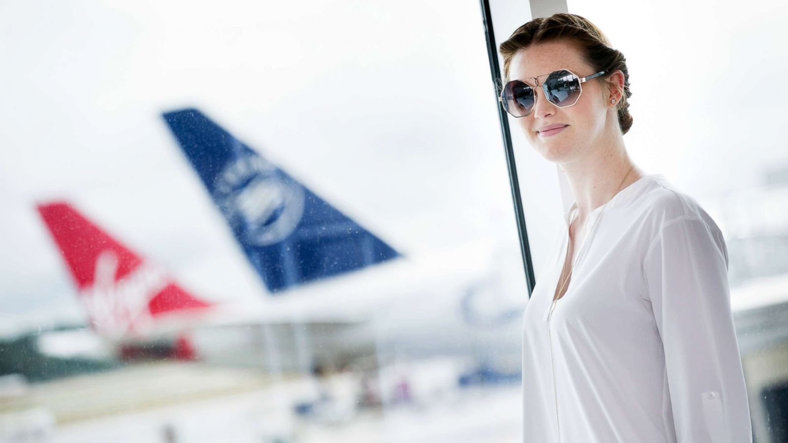 PHOTO: A model shows off sunglasses during the "Global Runway" fashion show, presented by Hartsfield-Jackson Atlanta International Airport on May 16, 2018.