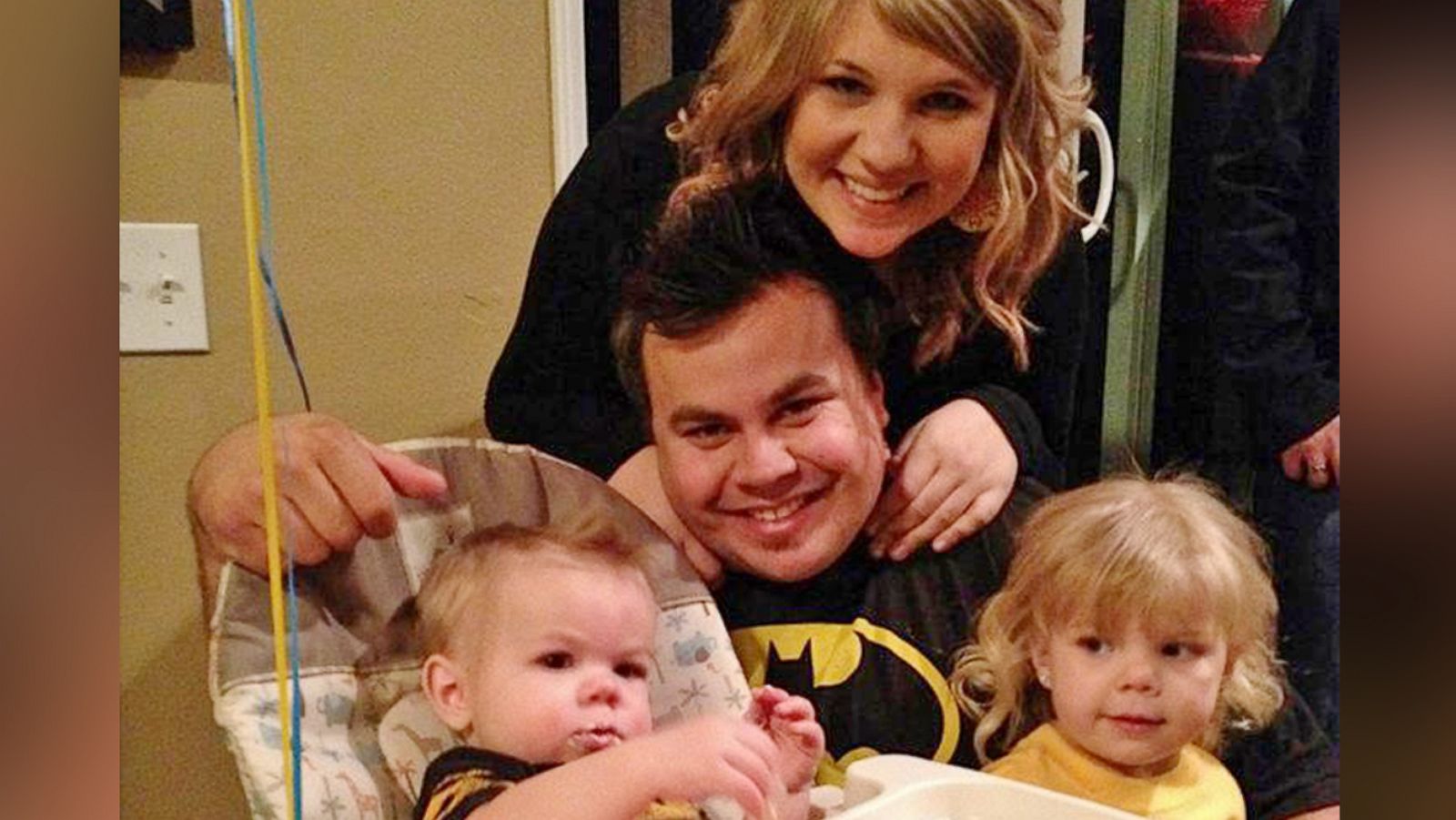 PHOTO: Allie Casazza and her family, from Southern California, poses for a photo with her husband and children at her son's first birthday party, which caused the family a lot of stress.