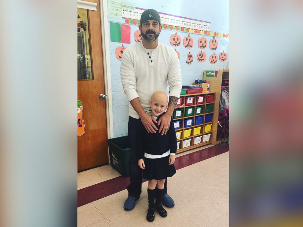 PHOTO: Father of four Dave Sylvaria with his 6-year-old daughter Riley, who has alopecia.
