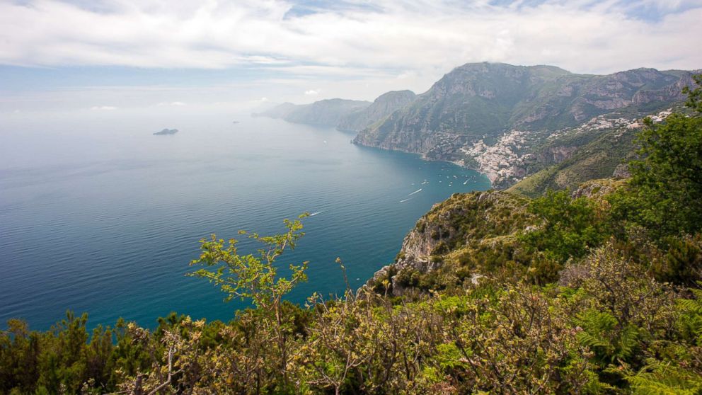 The view towards Capri from the Path of the Gods, a hiking trail from Agerola to Positano on the Amalfi coast that is said to run so close to heaven that it is in direct contact with the Gods.
