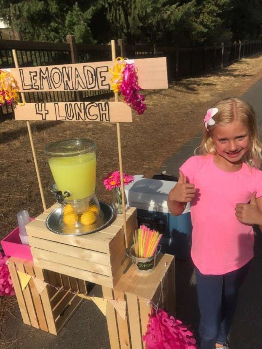 PHOTO: Hayden Meadows Elementary School student Amiah Van Hill, 6, used lemonade stands to raise money to pay off fellow students' lunch debts.