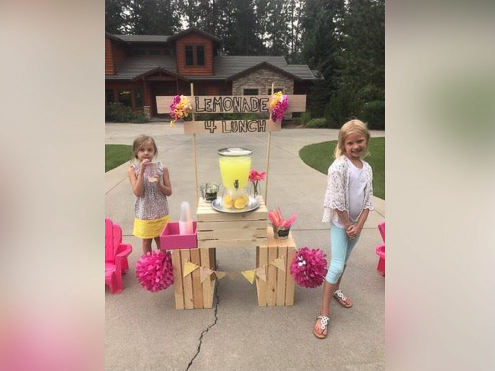 PHOTO: Hayden Meadows Elementary School student Amiah Van Hill, 6, and her little sister Aria, 4, used lemonade stands to raise money to pay off fellow students lunch debts.