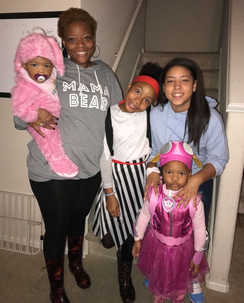 PHOTO: Angel Taylor, 34, of Arlington, Texas, seen with her four children, Jordyn, 12, Juliyn, 9 Jaxsyn, 3 and Jestyn, 9 months. Taylor is expecting her fifth child, another girl, on May 3, 2018. 