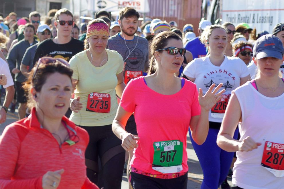 PHOTO: Dr. Anne Peled (#567) runs a 10K race at the Presidio in San Francisco on April 22., 2018.