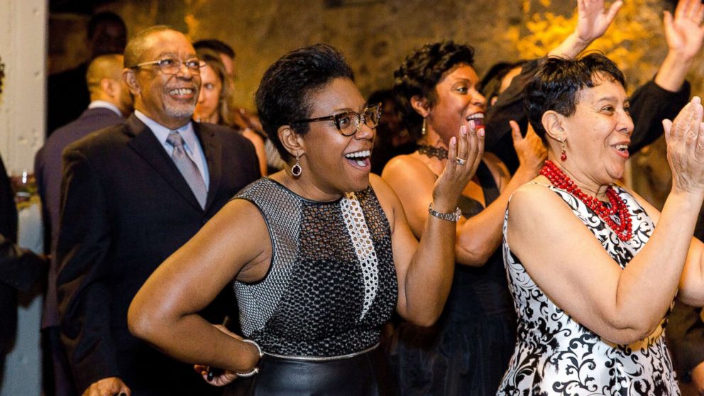 PHOTO: Surprised guests react at Jarnell and Kevin Swecker's April Fools' Day 2017 wedding.