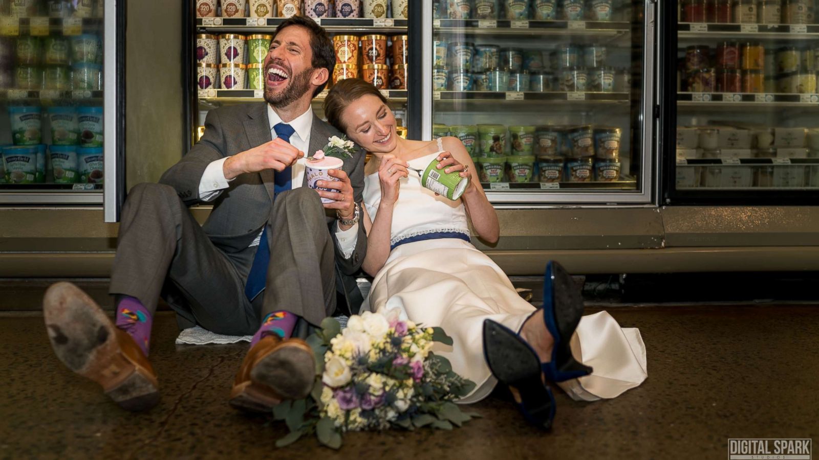 PHOTO: Ross and Jacqueline Aronson were married at Whole Foods Market in Chapel Hill, N.C., Feb. 24, 2018.