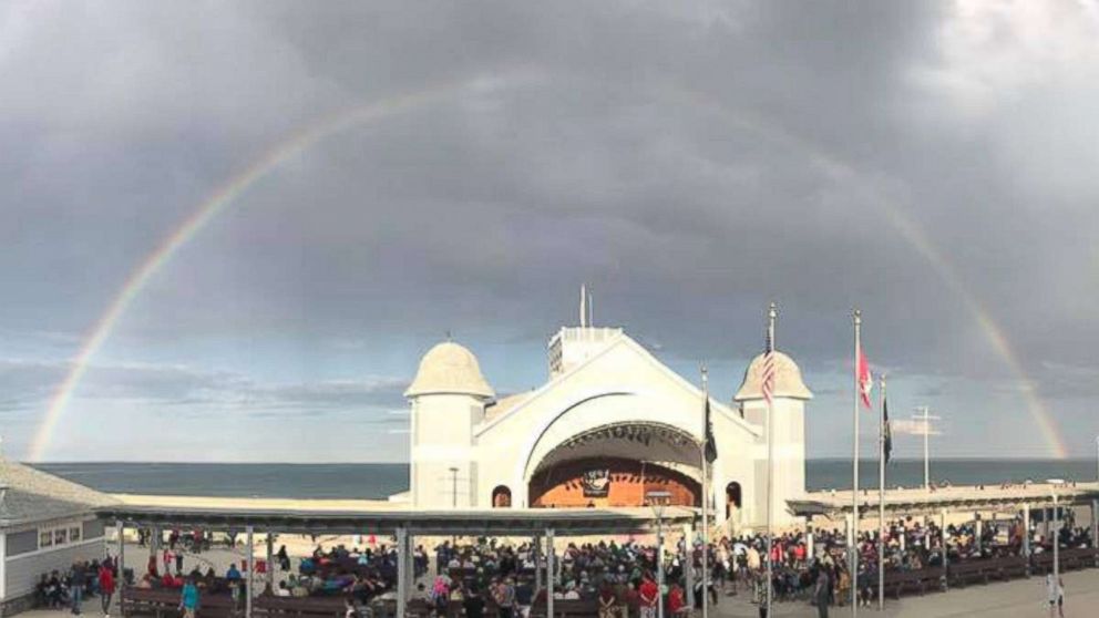 PHOTO: A rainbow photographed on June 28, 2017, at the Purple Urchin restaurant deck in Hampton Beach, N.H.