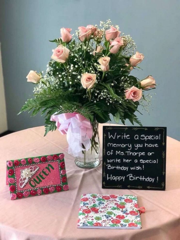 PHOTO: A memory book and roses are set out at Avicia Thorpe's birthday party inside the Stratford Rehabilitation Center in Danville, Va., April 16, 2018.